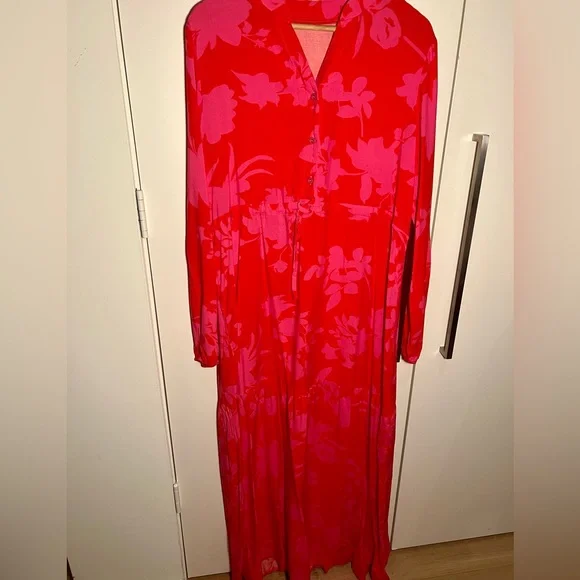 Red and Pink Floral Maxi Dress - Picture 3 of 6
